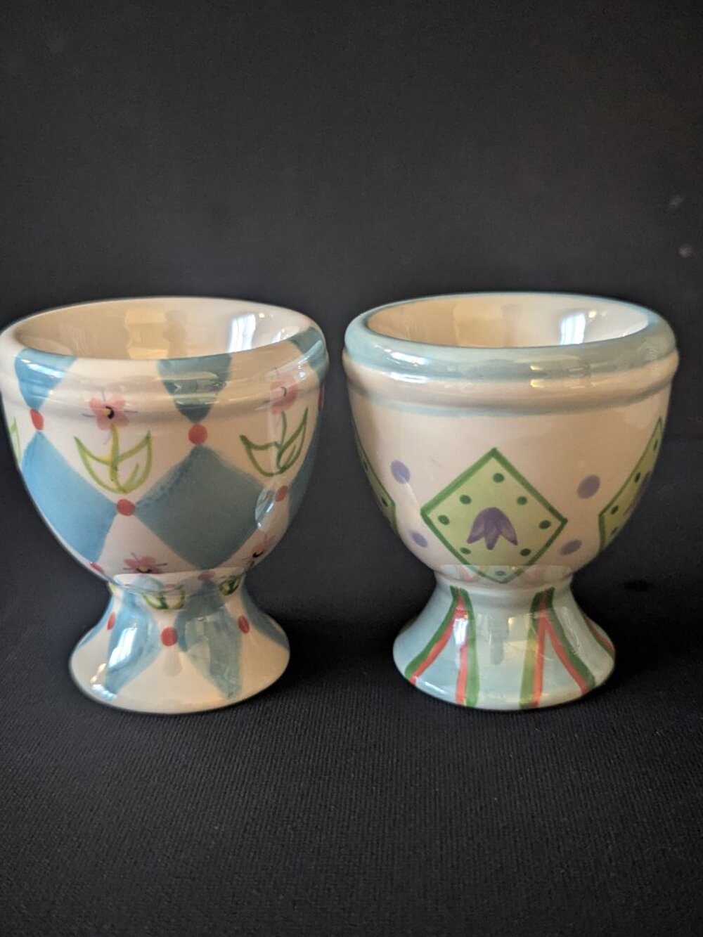 Two Painted Ceramic Egg Cups